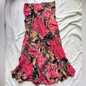 Angie Black and Pink Floral Patchwork Skirt